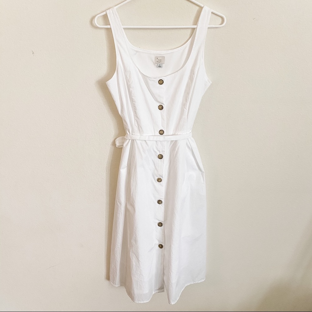 A New Day Sleeveless Square Neck Button Down Dress